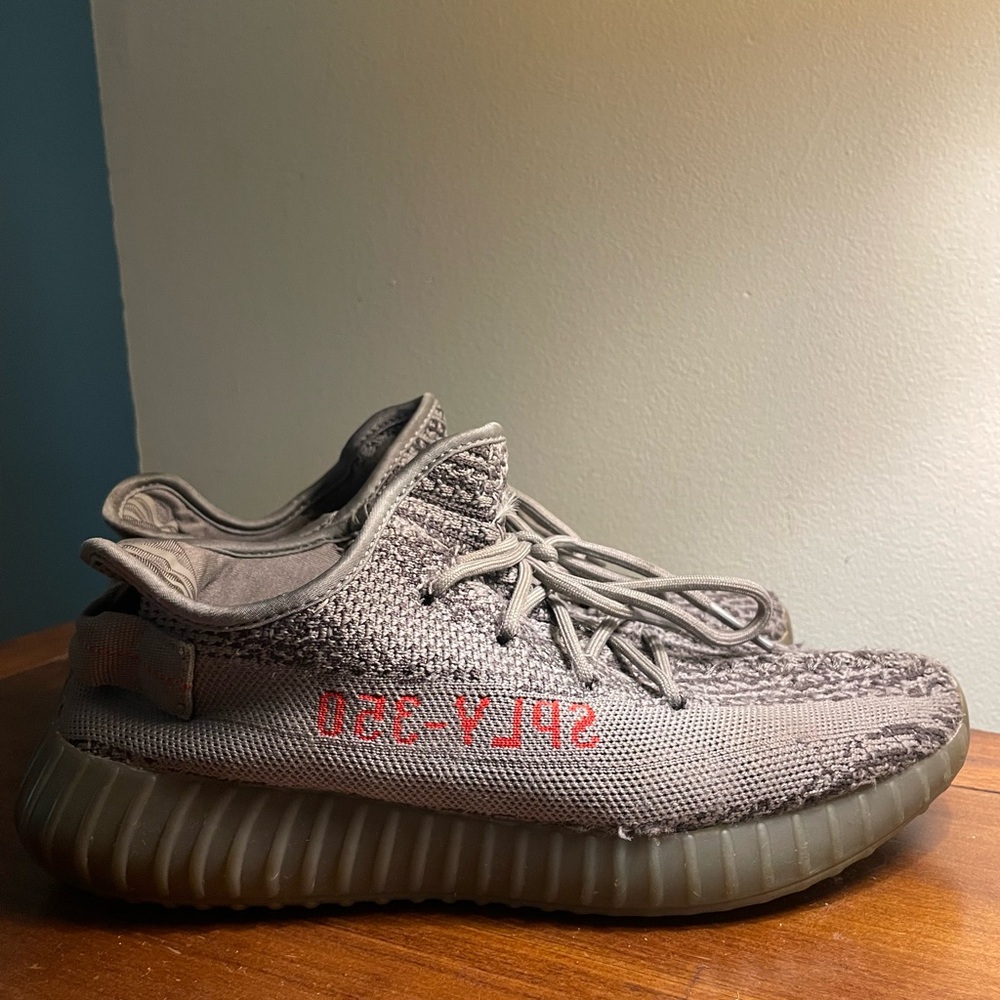 Grey and red Yeezy Boost 350 Adidas Sneakers